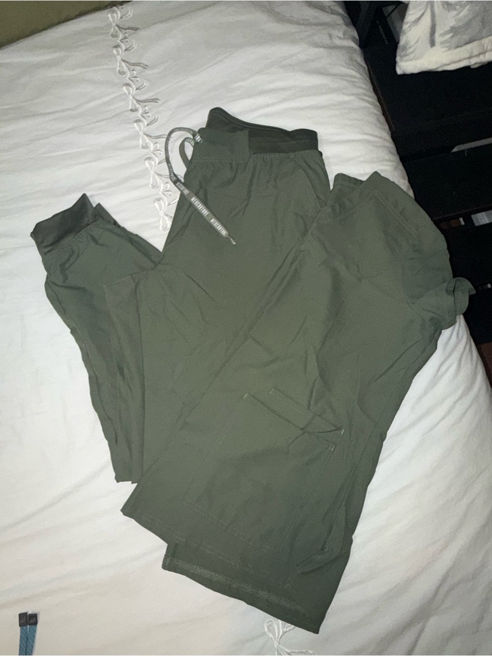 Med Couture Women's Olive Green Utility Scrub Joggers